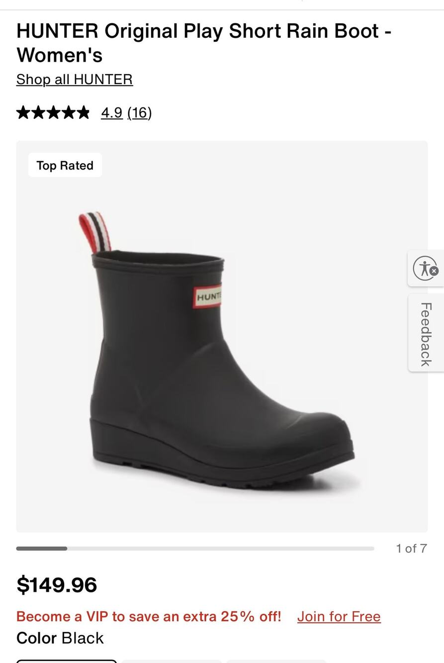 HUNTER Original Play Short Rain Boot - Women's size 9